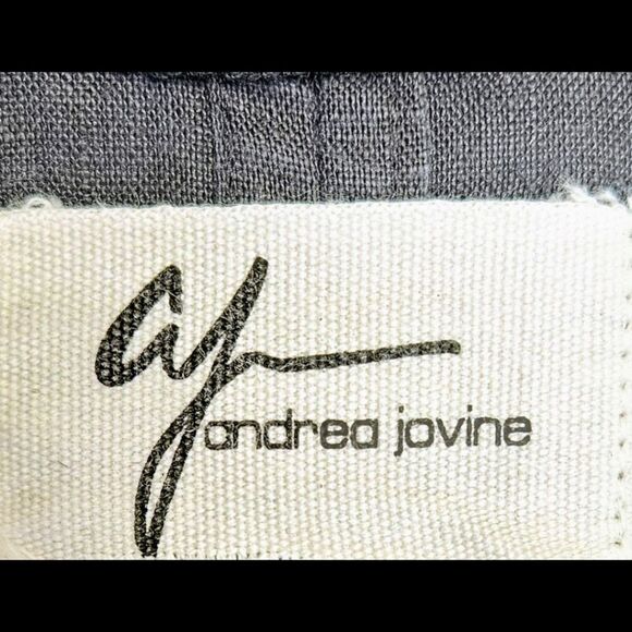 ANDREA JOVINE Women's Plus Size Black Linen Blazer with Pockets 1X-2X - Picture 6 of 13